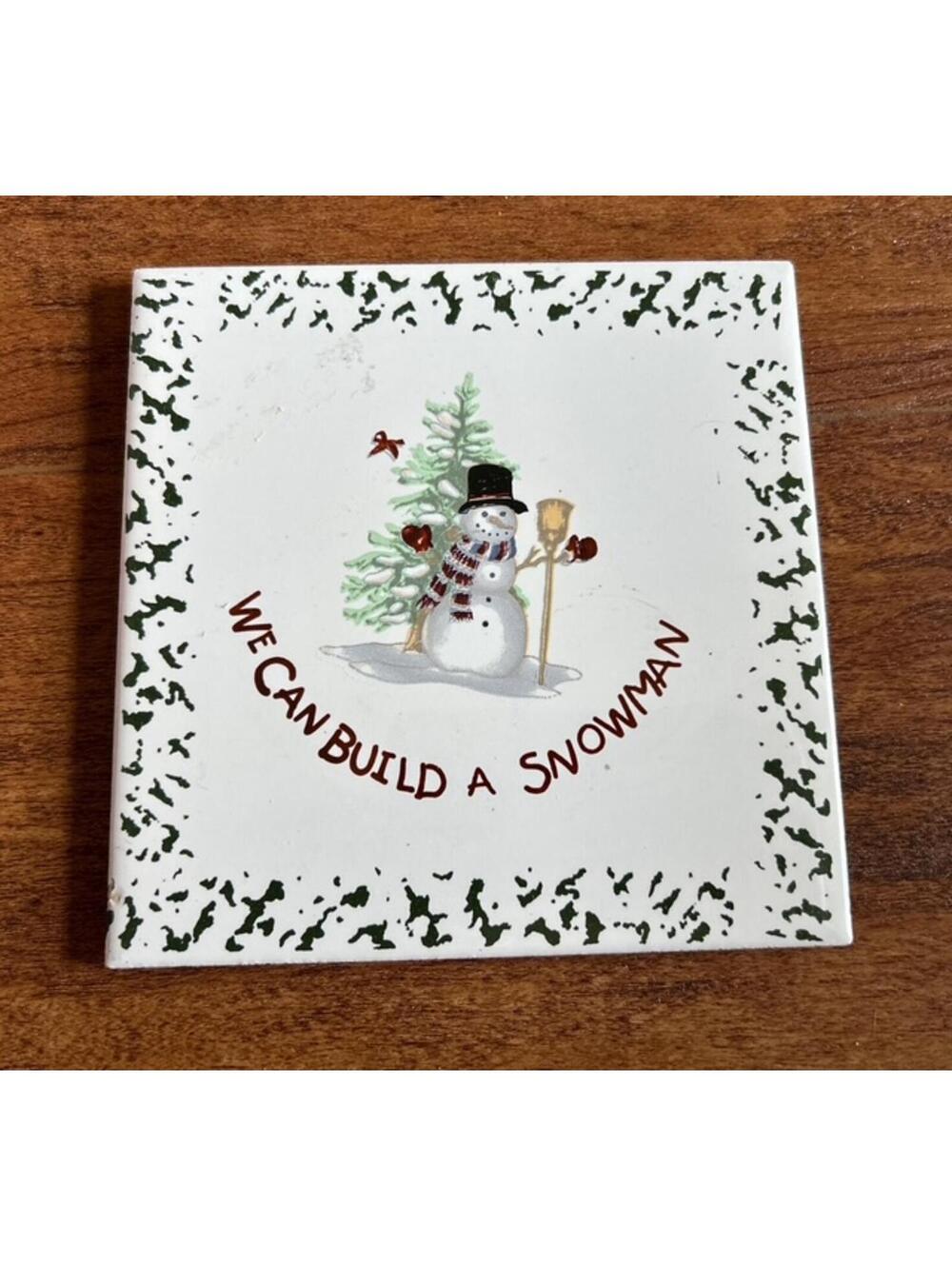 Decorative Ceramic Tile with Snowman Design